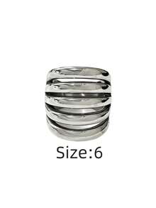1 chiếc nhẫn thép không gỉ mạ vàng 18K kiểu dáng tối giản thanh lịch 5 đường kẻ, bền, chống nước và chống phai màu, phù hợp để đeo hàng ngày, đi du lịch và đi biển. - Nhẫn nữ năm đường kẻ - Xem 15