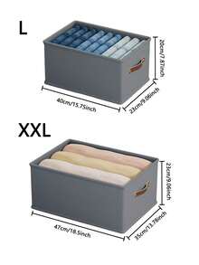 1/2个灰色布艺可折叠抽屉收纳盒，牛津布衣物整理箱，家用衣柜牛仔裤毛衣收纳盒（无隔板） - 灰色 - 查看 12