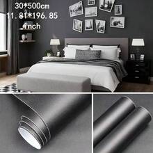 Self-Adhesive Solid Color Wallpaper Roll - Waterproof, Rainbow Colors, Fabric Texture Suitable For Kitchen, Bedroom, Living Room Furniture And Home Decor - Available In Coffee, Gray, White, Cream, Green, Blue, Yellow - 1 Volume - View 30