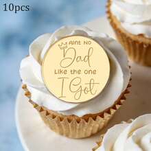 5 piezas/10 piezas Decoración de tapa de pastel "El mejor papá del mundo" de acrílico dorado para el Día del Padre, cumpleaños de papá, adecuado para decoración de pastel y postre del Día del Padre y cumpleaños de papá - Multicolor - Ver 12