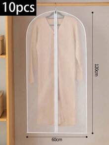 10-1件透明衣物防塵袋，可水洗衣櫥收納袋，便攜旅行與居家衣物收納袋，衣櫥整理袋，衣物收納袋－西裝套，透明防水防潮掛衣收納袋，適用於襯衫、西裝、洋裝，高品質衣物防塵套，透明拉鍊掛衣套，保護衣物並整理衣櫥，宿舍必需品，臥室衣櫥收納與整理 - 白色 - 查看 15