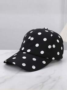1pc Black & White Breathable Thin Baseball Cap, Unisex Outdoor Sun Protection Visor Hat, Suitable For Students And Couples As Gift, Spring/Summer,Beach,Vacation,Holiday,Travel - Black and White Polka Dots - View 13