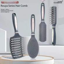 1 pieza Cepillo secador de pelo anti-gran salida de aire, cepillo para cabello grueso y largo rizado de mujer, cepillo volumizador para secar el cabello rápidamente y alisarlo, herramienta de peinado curva anti-estática, apta para cabello húmedo y seco, peine, herramienta de peluquería, producto y accesorio para peinado, aplicable para temporada de peluquería - Gris - Ver 4