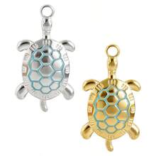 Mặt dây chuyền hình rùa biển nhỏ giọt dầu màu xanh dương, mạ điện, làm từ thép không gỉ 304, kèm phụ kiện trang sức DIY (1 cái/2 cái/3 cái), phụ kiện trang sức DIY hình rùa. - Hình ảnh - Xem 7