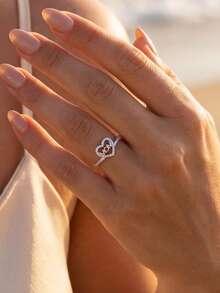 ESBERRY 1 chiếc nhẫn bạc 925 Sterling tối giản, thanh lịch, đính kim cương hình chữ "Mom", thích hợp đeo hàng ngày, quà tặng Ngày của Mẹ, trang sức tinh tế, quà sinh nhật. - chiếc nhẫn tình yêu kim cương - Xem 4