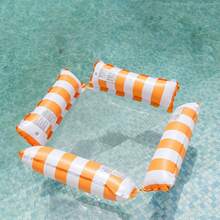 成人充气水上吊床躺椅 - PVC材质，可折叠条纹充气泳池漂浮垫，适合泳池派对和夏季礼物 - 充氣浮排 - 查看 14