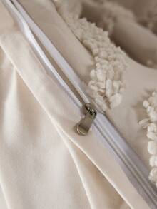 2/3件套卡其玫瑰簇绒提花涤纶被套组，现代奢华四季床上用品套装（1个被套+1/2个枕套），柔软透气，无填充物 - 卡其色 - 查看 7