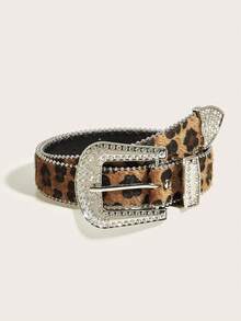 Estampado de leopardo en piel de PU brillante - Marrón - Ver 1