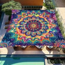 Large All-In-One Camping Canopy - Rainbow Mandala Pattern, Durable Polyester Material, Lightweight & Portable, Suitable For 4 People - Perfect For Camping, Beach, And Picnics - All Season Use - Vibrant & Durable Outdoor Accessory - Multicolor - View 5