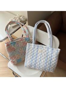 Túi đựng mỹ phẩm, túi vệ sinh cá nhân, túi xách cỡ lớn, túi cho mẹ và bé, phong cách retro nhỏ nhắn, họa tiết hoa, có lớp đệm. - Nhiều màu - Xem 8