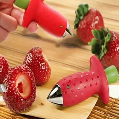 Stainless Steel Strawberry Stem Remover & Pineapple Core Corer, Easy To Remove Strawberry Stems And Pineapple Cores, Creative Kitchen Tool, Suitable For Home, Picnic, Camping, Fashionable And Practical Kitchen Supplies, Durable Kitchen Utensils, Random Color And Style