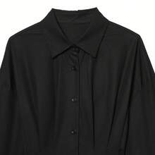 Áo kiểu nữ màu đen ôm eo, xếp ly, phối ren, thích hợp mặc đi làm hoặc đi làm vào mùa xuân/hè 2026. - màu đen - Xem 4