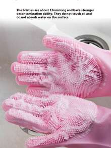 Thick Silicone Multi-Purpose Household Cleaning Gloves / Scratch & Bite Resistant Pet Bathing & Massage SPA Grooming Brush Gloves - Silicone Gloves - View 7