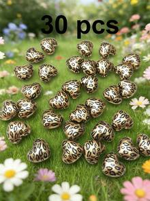 5/10/20/30/50pcs Multi-Color Fashionable Cute Leopard Print Heart Beads, Focal Beads Suitable For DIY Necklace, Bracelet, Earring, Keychain, Phone Strap, Decorative Pen, Couples Gift - Multicolor - View 25