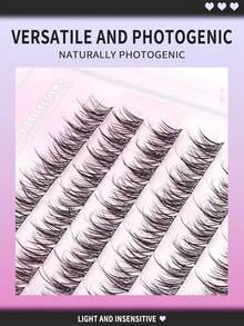 100pcs Glue-Free Slouchy 3D Faux Eyelashes, Beginner-Friendly Rabbit Hair Segmented Design, Natural Appearance, Elongates Eyeliner And Provides Ample Volume - C - View 2