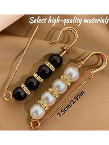 4 chiếc ghim cài áo giả ngọc trai có khóa điều chỉnh chống trượt, thích hợp cho váy, quần, áo len, khăn choàng và các loại trang phục nữ khác. - Nhiều màu - Xem 3