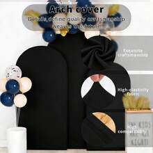 Black Arched Backdrops, 6ft, 6.6ft, 7.2ft, Wedding Arch Covers, Double-Sided Elastic Dome Arched Backdrops, Suitable For Weddings, Holiday Party Decorations, Banquets, Baby Showers, Bridal Showers, Valentine's Day, Home Décor, Bachelor/Bachelorette Parties, Party Supplies. - 黑色 - 查看 2