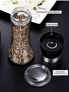 Tall Pepper Grinder Or Pepper Mill, Manual Salt Grinder Refillable With Adjustable Coarseness, Black Pepper Grinder Made Of Stainless Steel, Himalayan Salt And Sea Salt Grinder - 黑色 - 查看 8