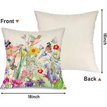 Spring Summer Bird Butterfly Floral Purple Throw Pillow Covers 18x18 Set Of 4 Hello Sunshine Home Sweet Home Farmhouse Cushion C - 灰色2件 - 查看 7