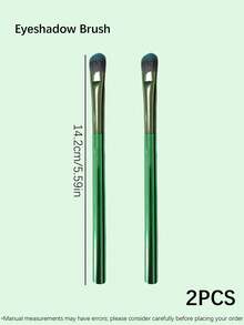 2pcs/1pc Green Handle Eyeshadow Brush Premium Synthetic Bristles Professional Eye Makeup Brush For Eyeshadow Blending & Precision Application - Beauty Tool - Multicolor - View 8