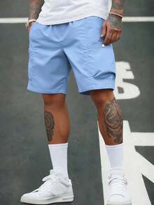 Quần short nam mùa hè kiểu dáng thường ngày, cạp chun, nhiều túi. - Màu xanh bụi bặm - Xem 3