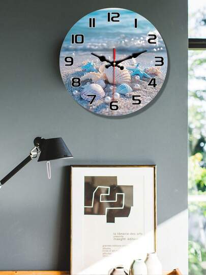 Đồng hồ treo tường bằng gỗ hình cảnh biển với vỏ sò và sao biển – Đồng hồ kim không tiếng ồn, thích hợp trang trí phòng khách, phòng ngủ, nhà bếp hoặc văn phòng, tác phẩm nghệ thuật hiện đại cho ngôi nhà, món quà hoàn hảo cho Giáng sinh, Năm mới hoặc Sinh nhật, trang trí theo chủ đề biển.