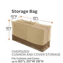 Classic Accessories Veranda - Bolsa de Almacenamiento para cojín y Funda de Patio Resistente al Agua 60 Pulgadas Fundas para Muebles de Patio - Pebble/Corteza/Tierra - Ver 3