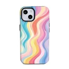 Phone Case - Vibrant And Wavy Distinctive Design, Stylish And Modern 2-In-1 Protective Case, Rugged Dual-Layer Construction For Durability And Drop Resistance, Compatible With IPhone 17, 16, 15, 14, 13, 12, 11, Galaxy - White - View 5