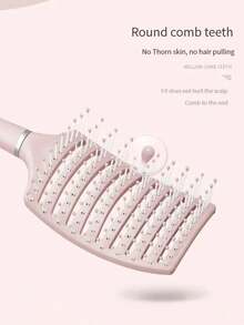 1/2pcs Pink Large Tooth Comb, Hair Curling Brush, Backcombing Volumizing Styling Tool, Air Cushion Massage Brush, Anti-Hair Loss, Suitable For All Hair Types, Long Thick Curly Natural Hair - Multicolor - View 5