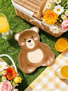 Bộ 10/20/30 đĩa dùng một lần hình gấu bông màu nâu kích thước 9x8.2 inch, đĩa giấy hình gấu, đĩa ăn hình gấu hoạt hình dễ thương cho sinh nhật, tiệc mừng em bé, đồ dùng tiệc chủ đề gấu bông, đĩa bánh tráng miệng dành cho nam và nữ. - Nhiều màu - Xem 4