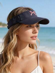 1 chiếc mũ chống nắng mùa hè cho nữ, kiểu dáng dễ thương, thêu nơ, vành rộng, thích hợp cho kỳ nghỉ. - Nhiều màu - Xem 13