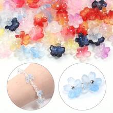 50 piezas Sakura 10mm Cuentas de vidrio 3D, pétalos de cerezo, cuentas sueltas redondas con agujero central para manualidades de joyería DIY, accesorios para el cabello, encantos de teléfono, pulseras, collares, suministros de artesanía de joyería - Cuentas de flor de cerezo - Ver 4