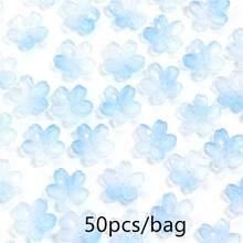 50 piezas Sakura 10mm Cuentas de vidrio 3D, pétalos de cerezo, cuentas sueltas redondas con agujero central para manualidades de joyería DIY, accesorios para el cabello, encantos de teléfono, pulseras, collares, suministros de artesanía de joyería - Cuentas de flor de cerezo - Ver 19