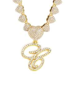 字母吊坠项链 迈阿密链条项链 女士嘻哈镶钻字母吊坠项链 珠宝礼物 - 愛心字母項鍊 - 查看 17