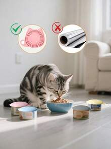 Juego de tapa de lata y cuchara de silicona para mascotas 3 en 1, tapa de lata con orejas de gato y cuchara de alimentación, sellador de lata con orejas de gato y abridor de latas con cuchara, tapa de almacenamiento de alimentos universal para gatos y perros (1 tapa + 1 cuchara) - Tapa y cuchara de sellado - Ver 7