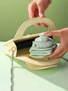 1pc 600ml Folding Sports Women Men Portable Silicone Cup Reusable Drinking Outdoor Fitness Gym Travel Camping Hiking Trekking Office School Supplies - Pink - View 4