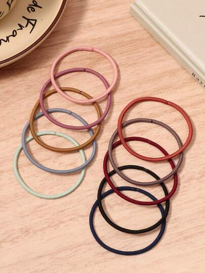 10pcs Muted Black 4cm Minimalist Small Hair Scrunchies, Elastic Hair Ties, All-Match Versatile Hair Accessories