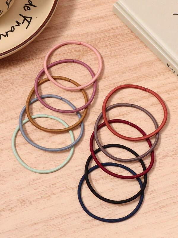 10pcs Muted Black 4cm Minimalist Small Hair Scrunchies, Elastic Hair Ties, All-Match Versatile Hair Accessories