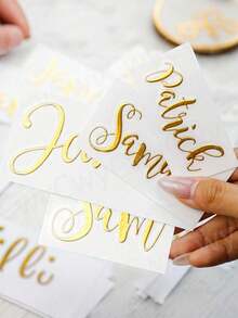 Personalized Custom Name Stickers | Waterproof Vinyl Decals, Creative Handwritten Art Font, Suitable For Wedding Bridesmaid Gifts, Birthday Party Decor, Car Decals, Custom Team Names, Event Decor, Party Favors, Fashionable Font Design - Multicolor - View 6