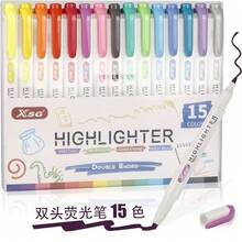 15-Color Highlighter Pen Set With 4 Black Ballpoint Pens, Large Capacity, Quick-Drying, Durable For Students - Multicolor - View 2