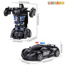 unilabo Juguete de coche deportivo transformable: Coche de carreras deslizante con propulsión por inercia, vehículo robot 2 en 1 con transformación automática - ¡Excelente regalo creativo para niños! - Multicolor - Ver 3