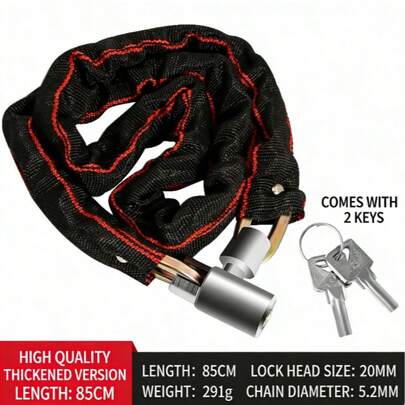 1 Khóa xích xe đạp di động, chống khoan, chống trộm cho xe đạp, xe máy, cửa và xe tay ga - Bao gồm 2 chìa khóa