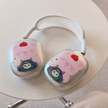1 pieza Funda protectora con diseño de cerdo de dibujos animados compatible con los auriculares Apple Max - Multicolor - Ver 5
