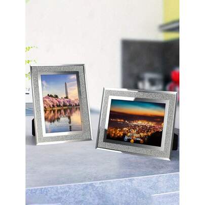Picture Frames Glitter Glass Photo Frame, Poster, Room Decration, Storage, Room Decor, Classic European Style, Vertical Rectangular Design With Ornate Detailing, Wall-Mountable Or Desktop Display,For Table Stand, Picture Frame Glass For Weddings, Homes, Offices,Living Room, Or Birthday Gift, Construction, Sophisticated Look. Suitable Birthday Gifts, Mother's Day Gifts, Graduation/Back-To-School Gifts, Teacher's Day Gifts, Travel Accessories, Wedding Accessories, Holiday Souvenirs