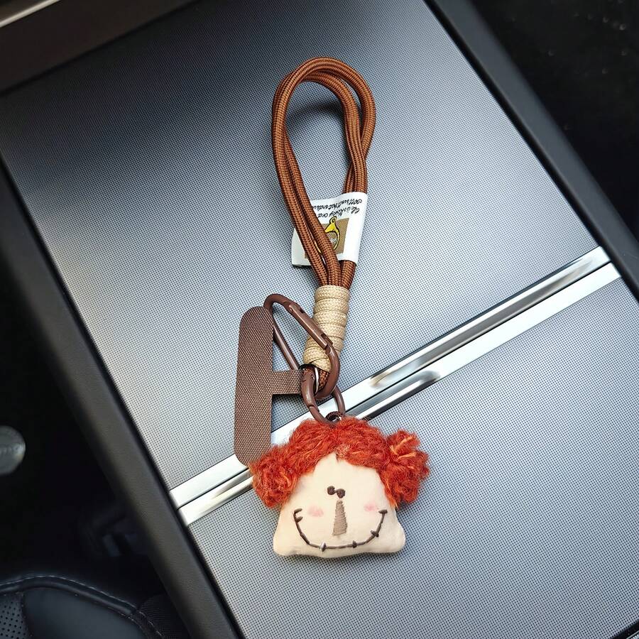 1条创意手机腕带，配有橘发女孩吊坠，加厚防丢腕带，多功能，适用于智能手机，也可作包包挂饰或钥匙扣（非玩具） - 彩色 - 查看 1