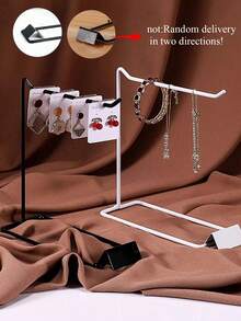 1/2pcs Metal Jewelry Display Rack, Miniature Landscape Iron Art Hanging Hook Necklace Earring Storage Organizer, Nail Art Fan-Shaped Showcase Holder - White - View 10