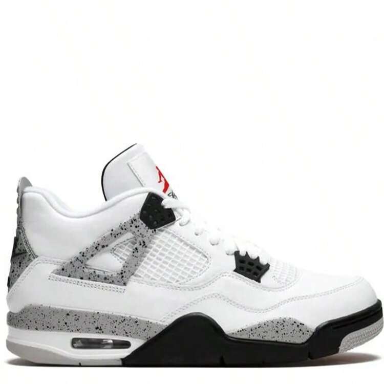 Nike Air Jordan 4 Retro Sneakers - Authentic Iconic Basketball Shoes | Viral 2026 Men's High-End Retro Streetwear | Premium Leather & Mesh Performance Trainers | Classic Air Cushioning & Support Wings | Legendary Designer Athletic Footwear - White Cement - 查看 12
