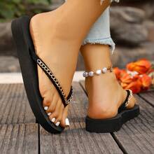 Dép xỏ ngón quai ngang cho nữ, dép đế bằng thời trang đi biển mùa hè. - màu đen - Xem 4