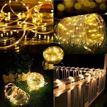 Multi-Color Changing Solar LED Light Tube, Flexible Solar Powered String Lights, 8 Modes IPX4 Waterproof Auto Sensor, Suitable For Christmas, Halloween, Outdoor Garden Party Decor - Warm white light - View 7