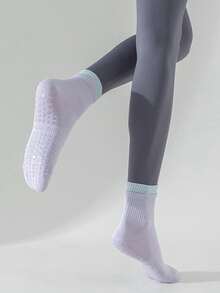 1/4双装 女士防滑普拉提袜，普拉提抓地袜，瑜伽袜，带防滑纹路 - 彩色 - 查看 8